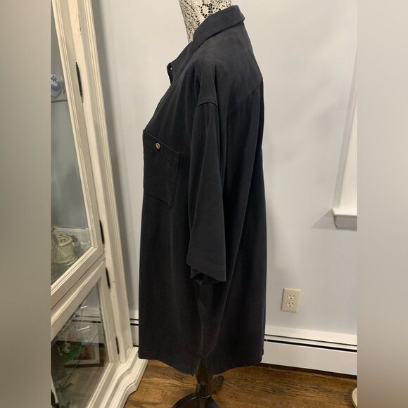 Tommy Bahama Black Burn Cigar Lounge Camp Embroidered Panel Back Shirt - Picture 2 of 7